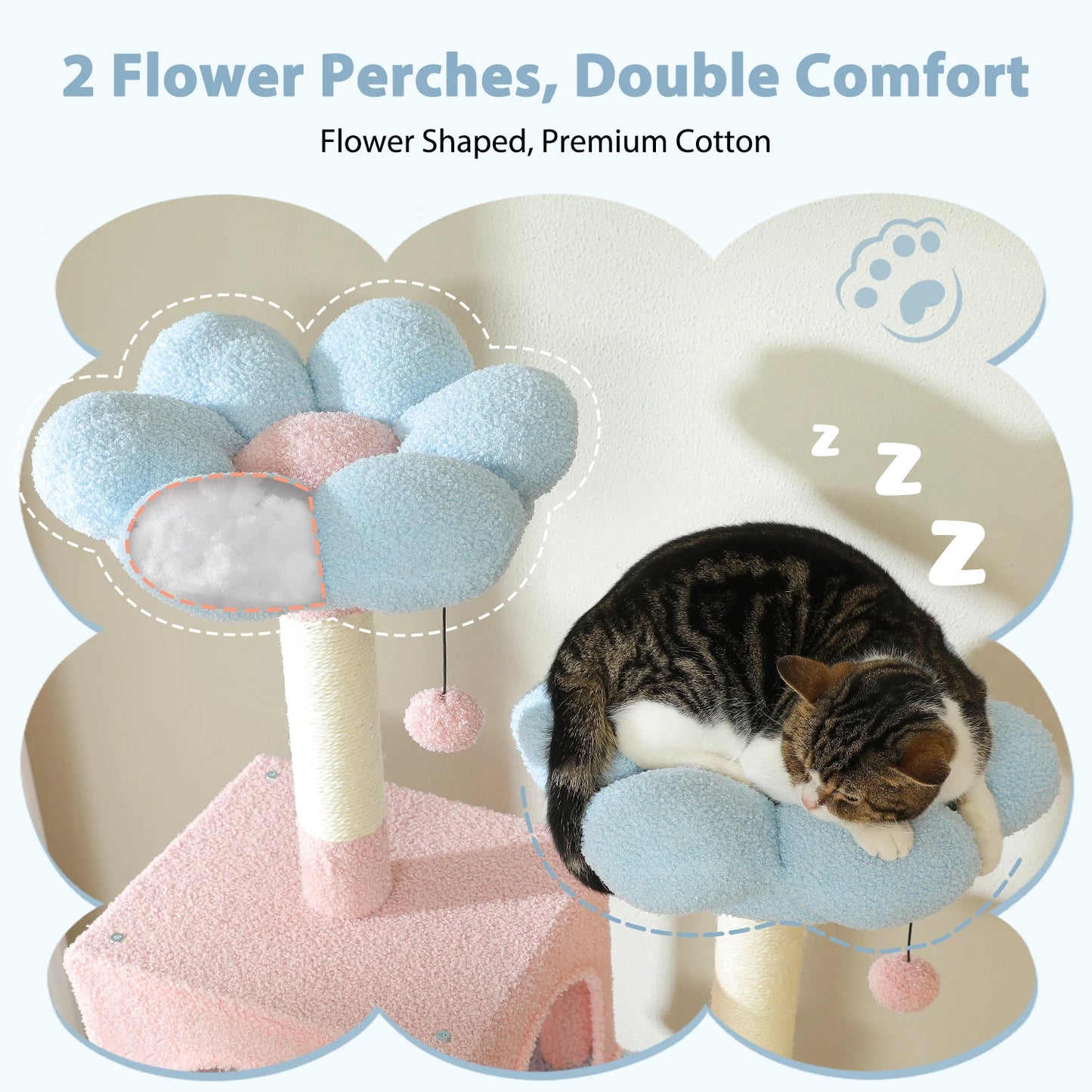 184cm Large Cat Tree Tower for Indoor Cats With Sisal-Covered Scratching Posts Spacious Hammock Padded Perches and Condos