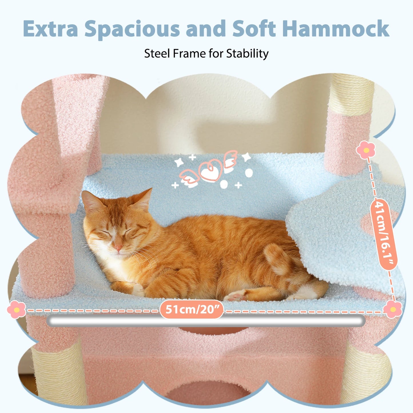 184cm Large Cat Tree Tower for Indoor Cats With Sisal-Covered Scratching Posts Spacious Hammock Padded Perches and Condos