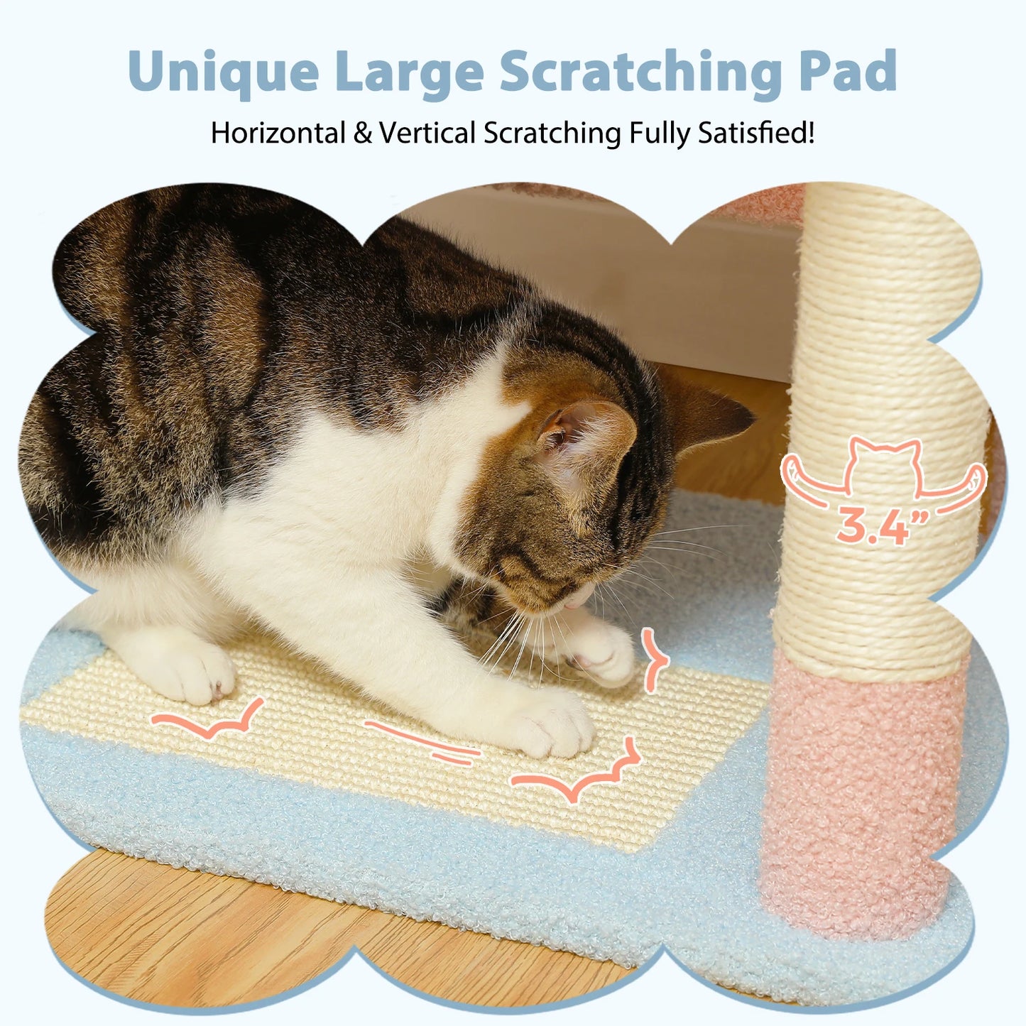 184cm Large Cat Tree Tower for Indoor Cats With Sisal-Covered Scratching Posts Spacious Hammock Padded Perches and Condos